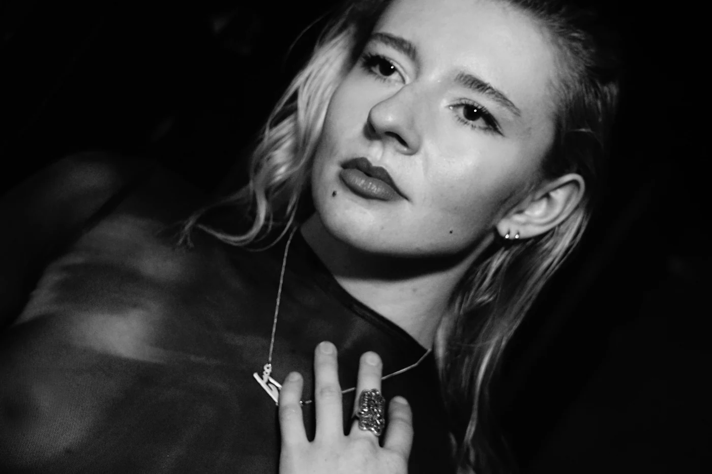 Black and white portrait of Sunday Saari by Paragon Postcards