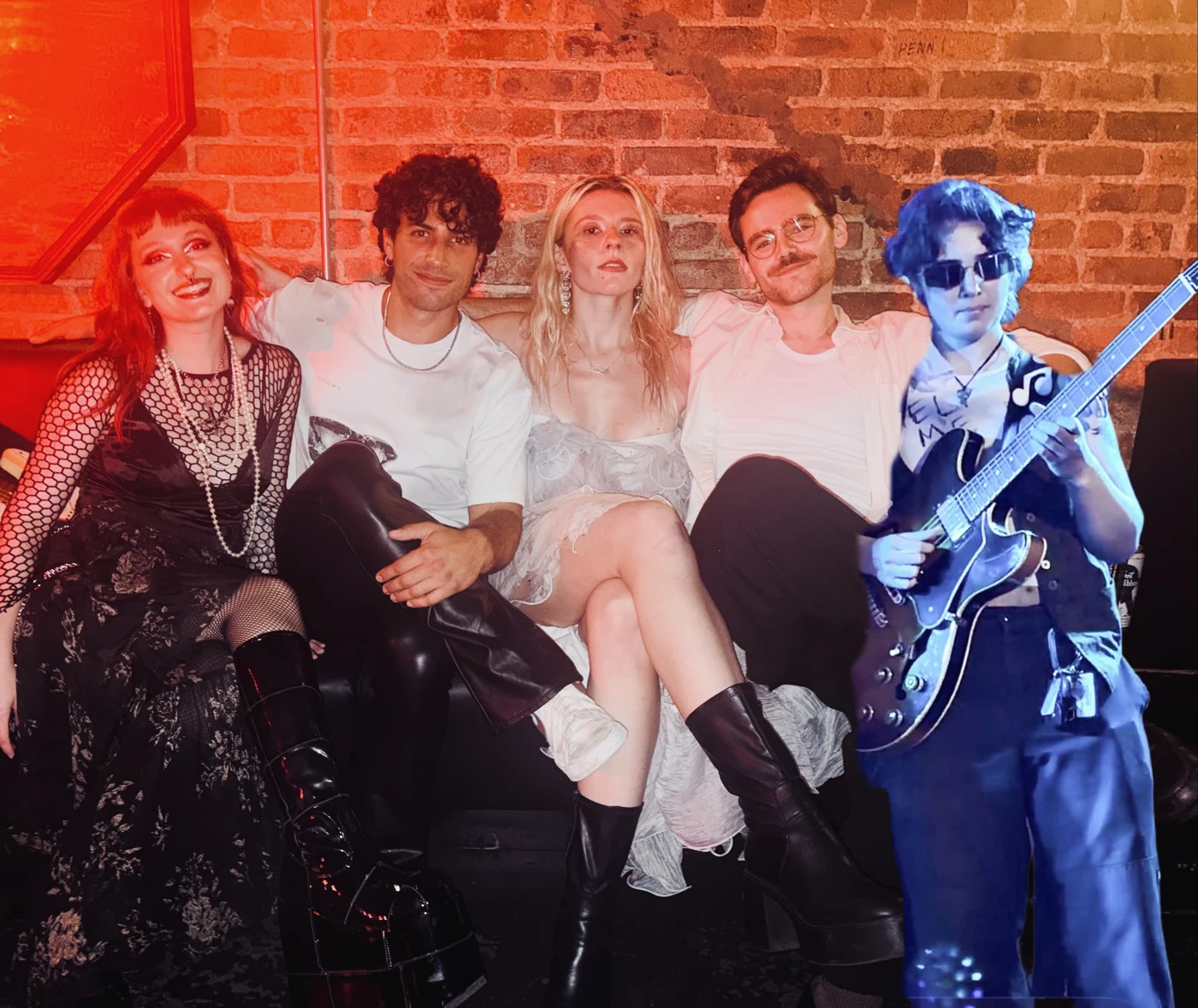 Sunday with fellow musicians in a published post-show group photograph